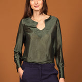 CAMIL SHINY green top