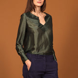 CAMIL SHINY green top