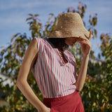 Red striped LEA top