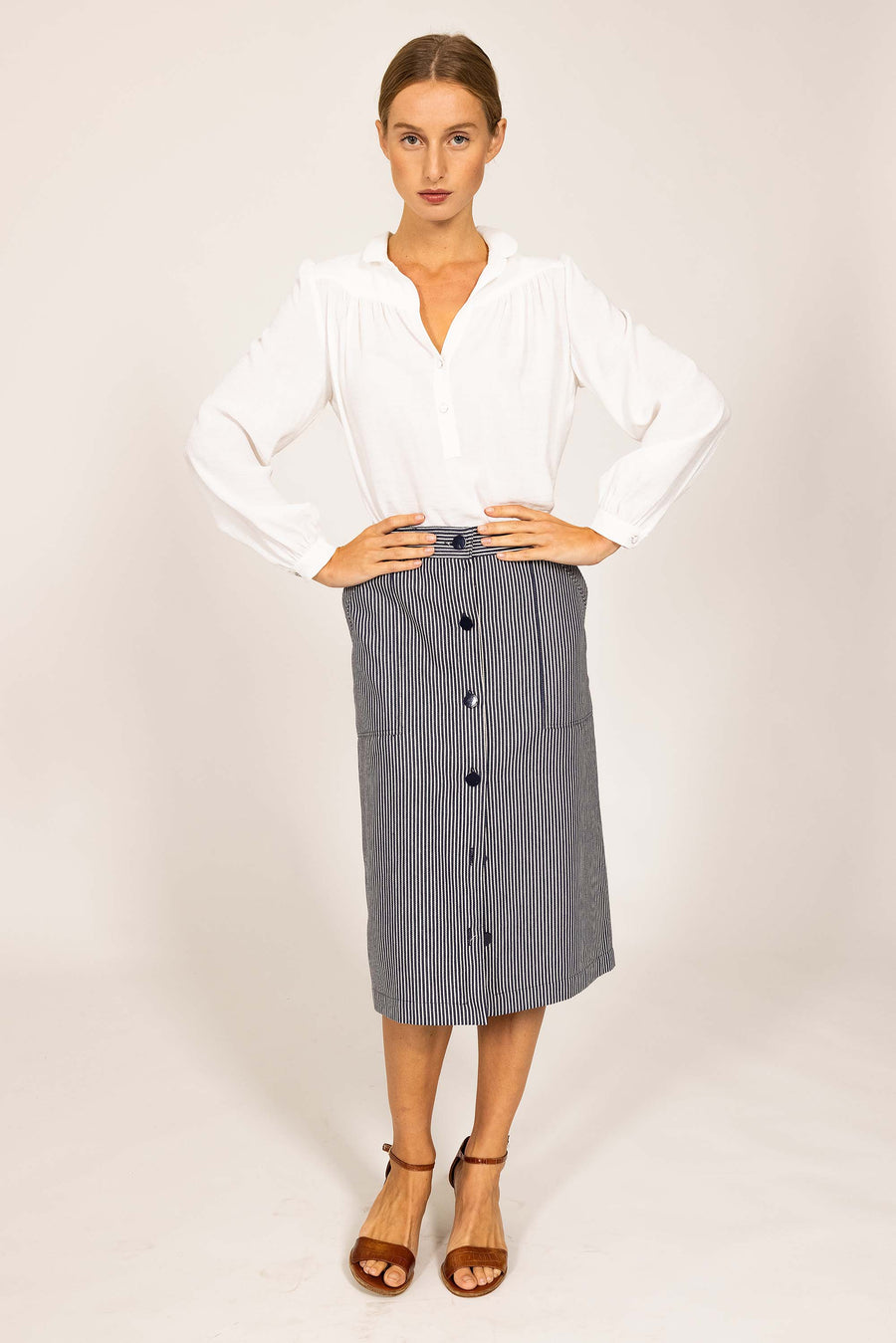 Navy Striped OLLA Skirt 