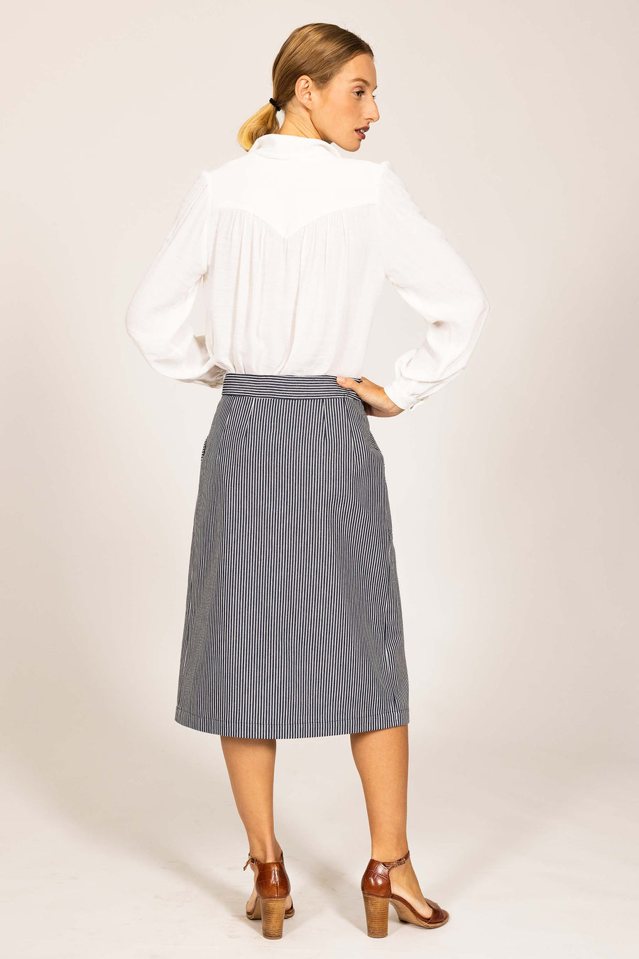 Navy Striped OLLA Skirt 