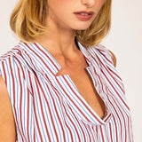 Red striped LEA top