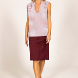 Red striped LEA top
