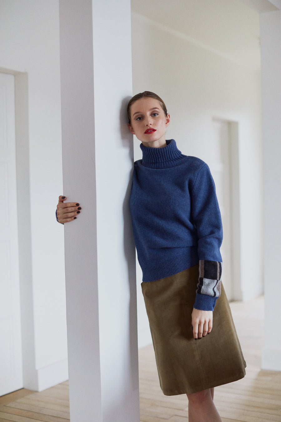 Blue khaki skirt cheap
