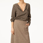 Top Haut Col V marron Femme mode anne willi