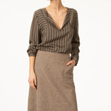 Top Haut Col V marron Femme mode anne willi